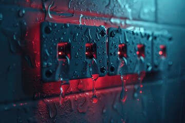 Poster - A close-up shot of a light switch on a wall, often used in interior design or electrical installations