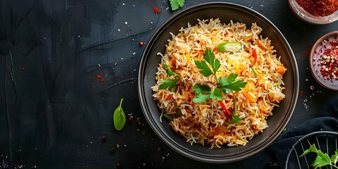 Wall Mural - Biryani is a popular and diverse dish in Asia perfect for gatherings. Concept Cuisine, Asian Food, Biryani, Gatherings, Popular Dish