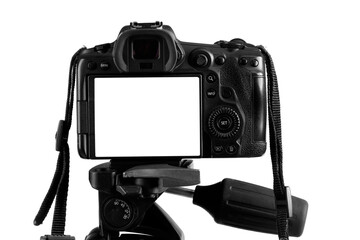 Professional camera isolated on white. Photo studio equipment