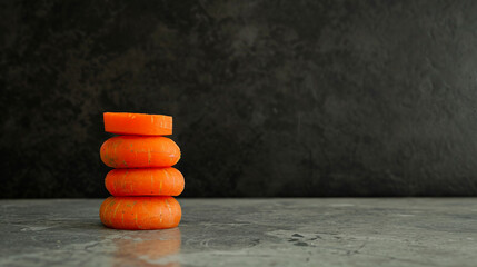 Wall Mural - Vibrant Stacked Carrots on Dark Background - Fresh Organic Produce Concept Stock Photo