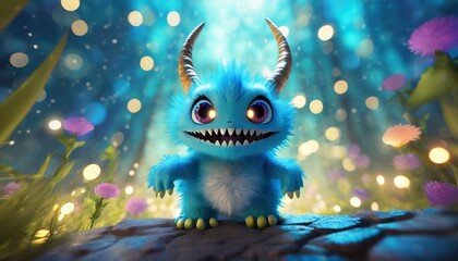 Poster - blue monster with a smile