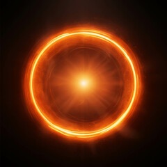 bright orange circular light emitting a warm glow in the darkness