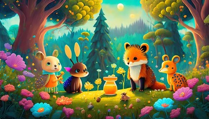 Wall Mural - animals in the forest