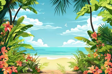 Wall Mural - Summer Background illustration created with Generative AI