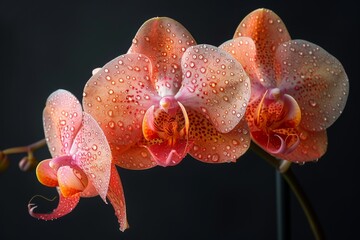 Sticker - Water Droplets on Delicate Pink Orchids