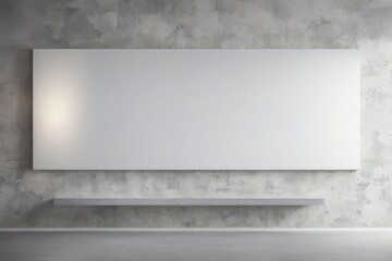 Blank Canvas on Concrete Wall: A minimalist, modern interior design concept featuring a large, blank canvas mounted on a raw concrete wall.