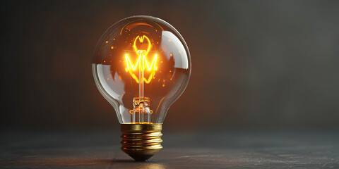 An old fashioned glowing light bulb on a black background. Generated by AI.