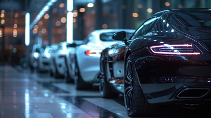 Wall Mural - A row of cars parked in a parking lot