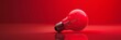 © artemstepanov - Red light bulb, lamp mockup, lightbulbs banner, minimal light bulbs with copy space, creativity idea