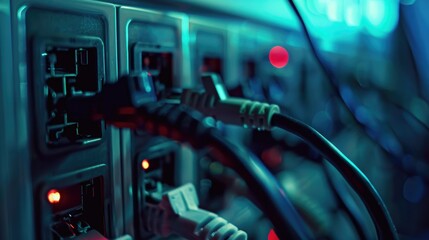 Poster - Close-up view of a control panel with wires and electronic components