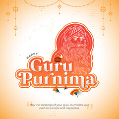 Wall Mural - Happy Guru Purnima Typographic Vector Post Template Design Illustration