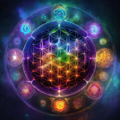 Wall Mural - Flower of life - Sacred geometry - Hand drawn - AI generated