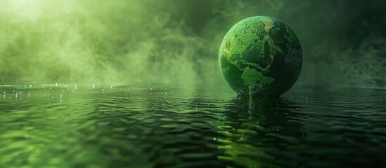 Wall Mural - Green Earth Floating on a Green Water Surface