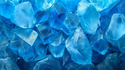 Wall Mural -  A large pile of blue glass pieces stacked upon one another, resting atop a smaller pile