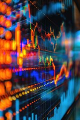 Poster - A close-up view of a financial market display showing stock prices and trends