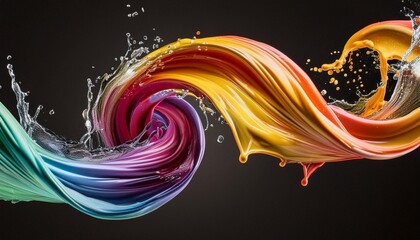 Wall Mural - a colorful swirl of paint on black background generative ai