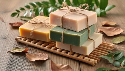 Wall Mural - natural handmade soap organic soap bars with plants extracts