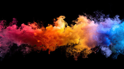 Sticker - Abstract colorful smoke neon light isolated on black background