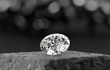 Fototapete - Round brilliant diamond placed on soft focus background 3d rendering	
