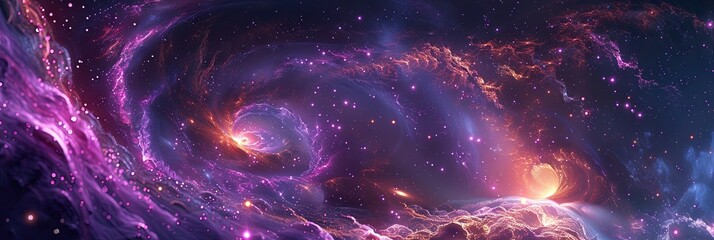 swirling purple and blue nebula in the universe of outer space