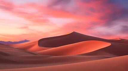 Wall Mural - Desert sand dunes panorama at sunset. 3d render