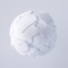 Fototapete - 3d render of spherical shape with random blocks. Dynamic futuristic background.	