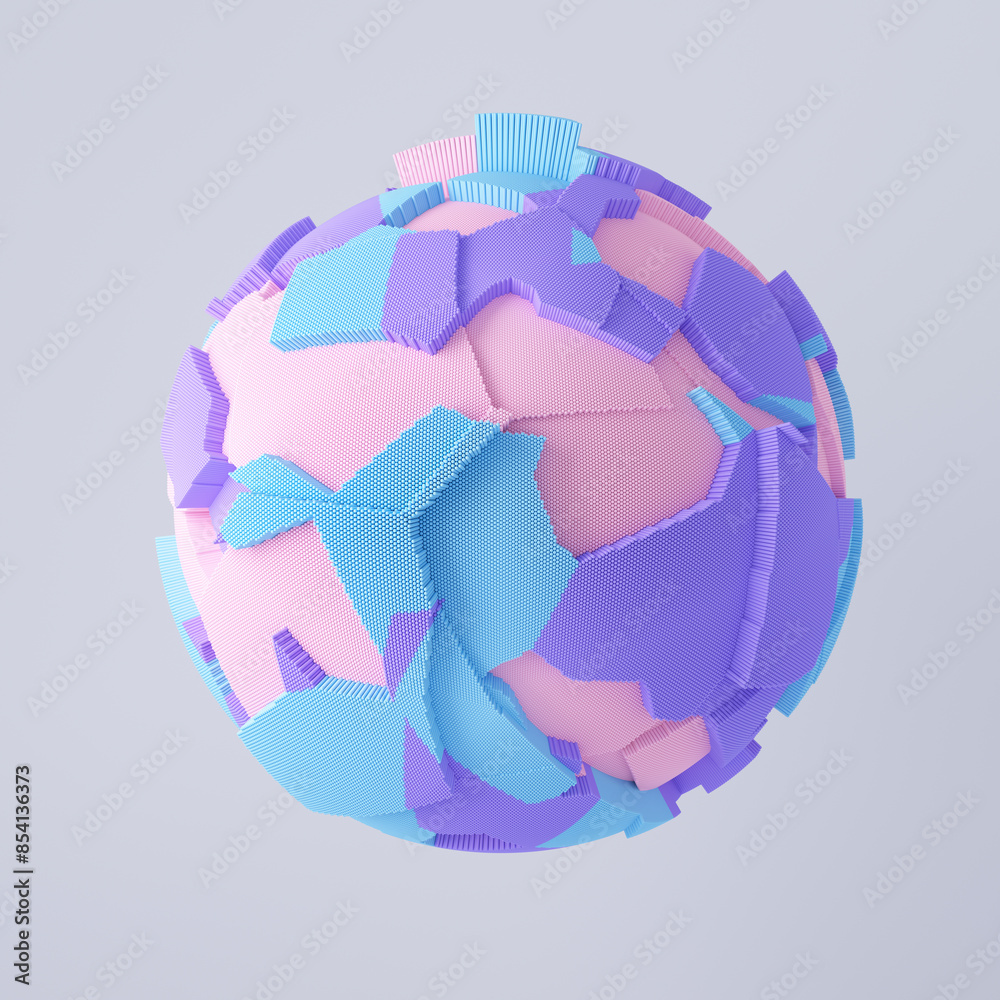 Random Sphere Texture 3d render of spherical shape with random blocks. Dynamic futuristic ...