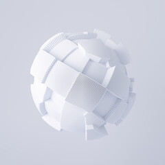 Fototapete - 3d render of spherical shape with random blocks. Dynamic futuristic background.	
