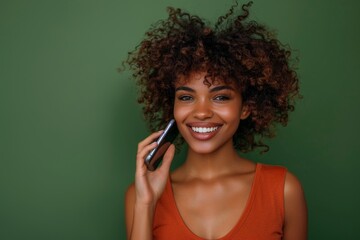 Poster - Jeune femme avec téléphone mobile 