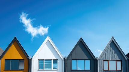 Building houses with blue sky backdrop