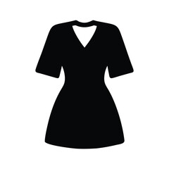 Wall Mural - Elegant Black Dress Icon: Simple Silhouette of V-Neck Short-Sleeve Dress Vector Illustration