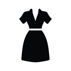 Elegant black dress icon, vector silhouette of women's clothing, fashion design, stylish garment for web, print, and digital applications