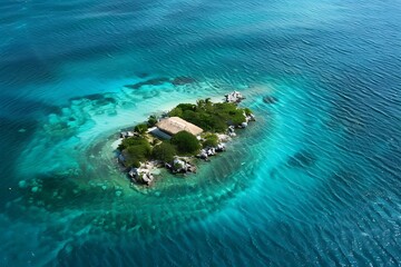 A summera??s escape with a secluded island surrounded by turquoise waters