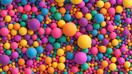 Canvas Print - Colorful balls background for kids zone or children's playroom. Many colorful random bright soft balls background. Huge pile of colorful balls in different sizes. Vector background