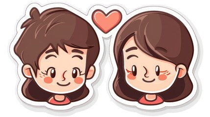 A cute cartoon sticker icon to symbolize a couple in love on Valentine s Day