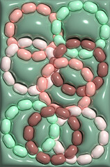 Aufkleber - Green background with round volumetric shapes, 3D rendering illustration