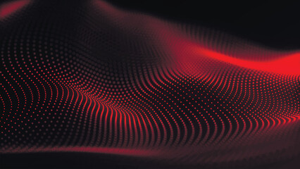 Abstract digital particle wave. Technology background. Futuristic dot wave. Network connection structure. Presentation design background. Technology or science banner. 3d vector illustration