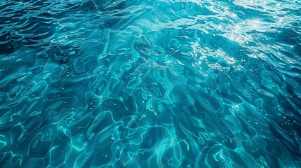 Abstract view of clear water with waves and sun reflection