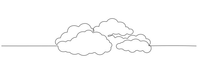 Poster - Vector illustration drawn with one continuous line of clouds in the sky. Single line concept of overcast cloudy weather