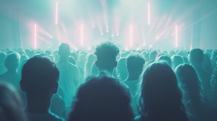 Vibrant Nightlife Scene with Crowd at a Concert Generative AI