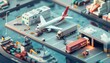 © Mikki Orso - Integrated logistics hub with truck, airplane, and ship for multimodal transportation