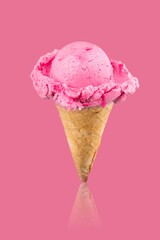 Canvas Print - Tasty sweet ice cream in cone