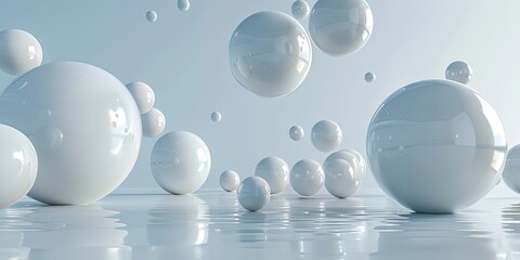 Wall Mural - White spherical balls, abstract background