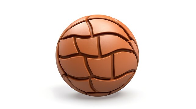 3D rendering of an abstract sphere with aå‡¹å‡¸æ„Ÿ surface. The sphere is a warm brown color and is set against a white background.