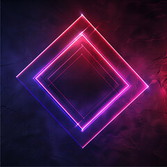 Wall Mural - Simple geometric neon lights glowing background