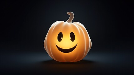 Wall Mural - Cute and spooky Halloween pumpkin. Glowing face with a happy smile. Perfect for Halloween decorations.