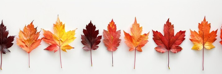 Wall Mural - Vibrant Autumn Leaves on White Background for Fall Decor Generative AI