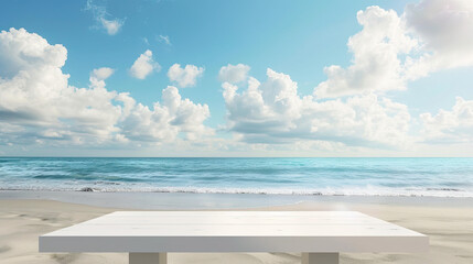 Wall Mural - Desk of free space and summer landscape of beach and sea