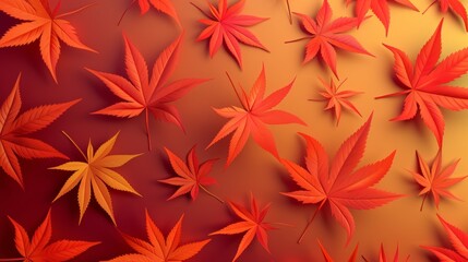 Wall Mural - Vibrant Japanese Maple Leaves on Warm Background Generative AI