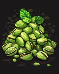 Wall Mural - Pistachio Delight on Black Background Generative AI